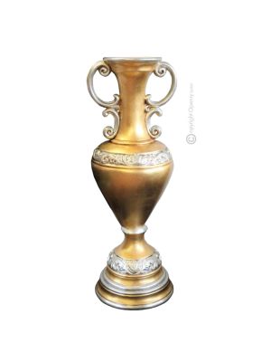 ANFORA IRIS vaso ceramica artistica foglia oro 24k Made in Italy