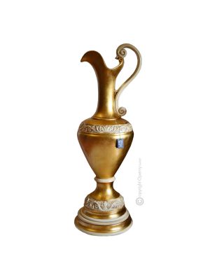 ANFORA IRIS vaso ceramica artistica foglia oro 24k Made in Italy