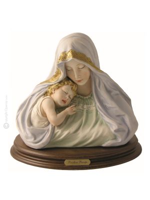 BUSTO DELLA MADONNA CON SANTO BAMBINO Statuetta Statua Statuina Porcellana Capodimonte Fatto a Mano Made in Italy