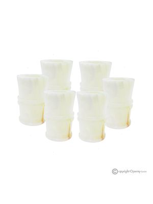 Set 6 bicchieri in marmo onice, pietra naturale non trattata solo per acqua, realizzati a mano.