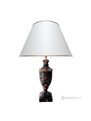 LAMPADA in marmo nero Michelangelo, abajour in pietra naturale autentica, elemento decorativo di lusso.