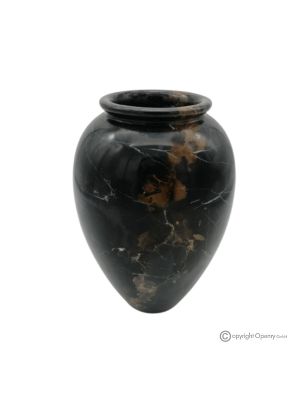 VASO bombato in marmo nero Michelangelo, pietra naturale, fatto a mano, design moderno.