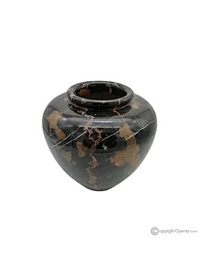 VASO sferico in marmo nero Michelangelo, pietra autentica, fatto a mano, design elegante.