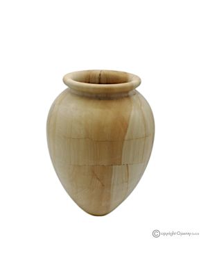 VASO bombato in marmo, pietra naturale Teak e genuina, fatto a mano, design esclusivo.