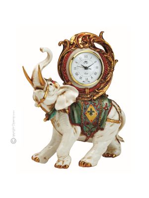 ELEFANTE Orologio da tavolo porcellana Capodimonte artigianato Made in Italy