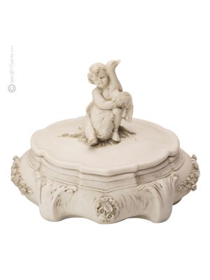 PORTAGIOIE CON CHERUBINO Cofanetto porcellana Capodimonte scrigno fatto a mano Made in Italy