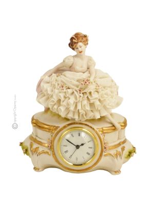 RAGAZZA Orologio da tavolo porcellana Capodimonte artigianato Made in Italy