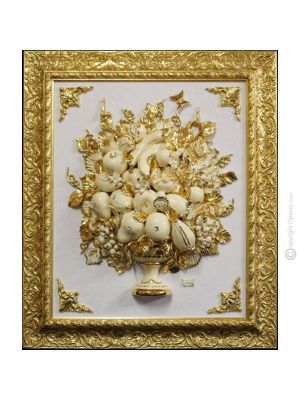 QUADRO decorativo ceramica artistica stile Barocco dettaglio oro 24k Made in Italy