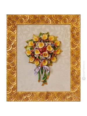 QUADRO decorativo ceramica artistica stile Barocco dettaglio oro 24k Made in Italy