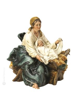 VERGINE MARIA CON GESÙ BAMBINO Statuetta statua statuina porcellana Capodimonte fatto a mano made in Italy