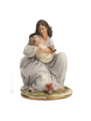 MADRE CON BABY Statuetta statua statuina porcellana Capodimonte fatto a mano made in Italy