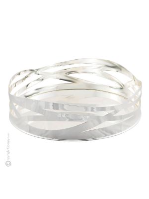 CESTO TONDO A ONDE Centrotavola ciotola cestino argento placcato silver plated artigianato fatto a mano  Made in Italy