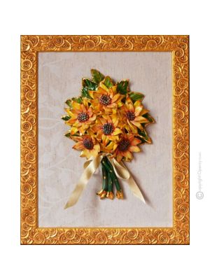 QUADRO decorativo ceramica artistica stile Barocco dettaglio oro 24k Made in Italy