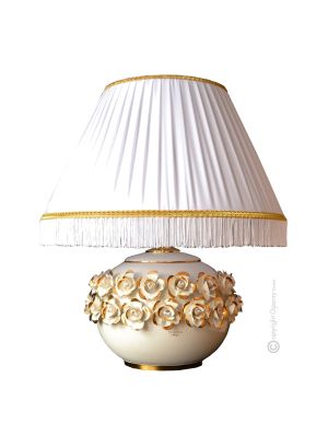 LAMPADA da tavolo abat-jour ceramica artistica stile Barocco dettaglio oro 24k Made in Italy