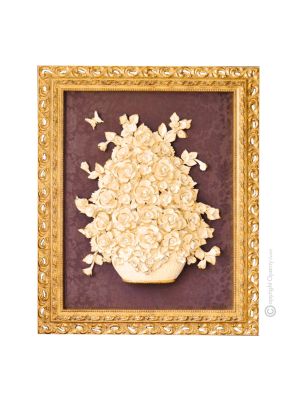 QUADRO decorativo ceramica artistica stile Barocco dettaglio oro 24k Made in Italy