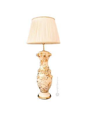 LAMPADA da tavolo abat-jour ceramica artistica stile Barocco dettaglio oro 24k Made in Italy