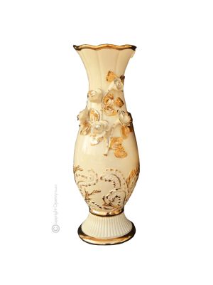 VASO Ceramica artistica stile Barocco dettaglio oro 24k Made in Italy