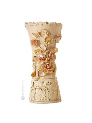 VASO Ceramica artistica stile Barocco dettaglio oro 24k Made in Italy