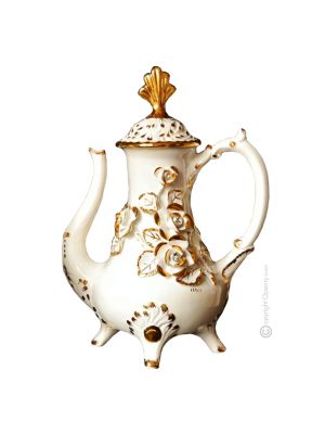 CARAFFA Decorazione da tavolo centrotavola ceramica artistica stile Barocco dettaglio oro 24k Made in Italy