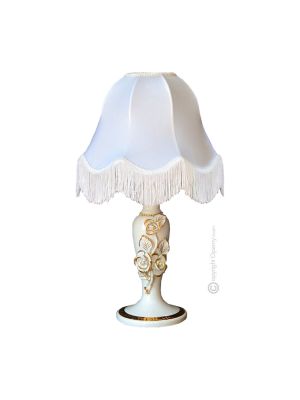 LAMPADA da tavolo abat-jour ceramica artistica stile Barocco dettaglio oro 24k Made in Italy