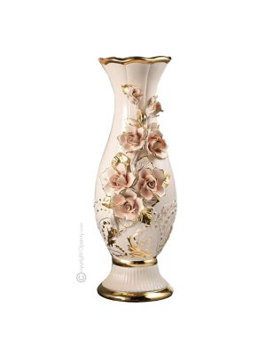 VASO Ceramica artistica stile Barocco dettaglio oro 24k Made in Italy