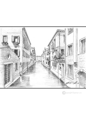 CALLE BERGAMI S.CROCE - VENEZIA Disegno con matita su cartoncino moderno Made in Italy 