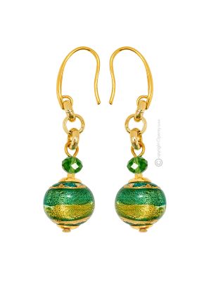 ORECCHINI FASCIA ORO bigiotteria artistica perle in vetro di Murano con oro 18k fatto a mano autentico Made in Italy