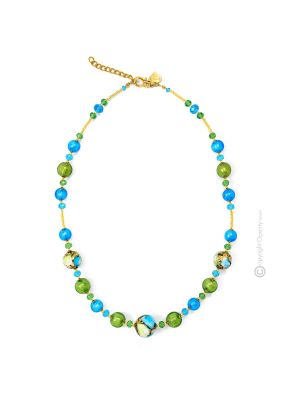 COLLANA MARMO bigiotteria artistica collane collier perle in vetro di Murano con oro 18k fatta a mano autentico Made in Italy