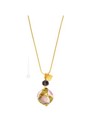 COLLANA MARMO bigiotteria artistica collane collier perle in vetro di Murano con oro 18k fatta a mano autentico Made in Italy