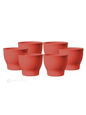 BICCHIERINO LULÙ set 6 tazze porcellana stile moderno fatto a mano autentico Made in Italy