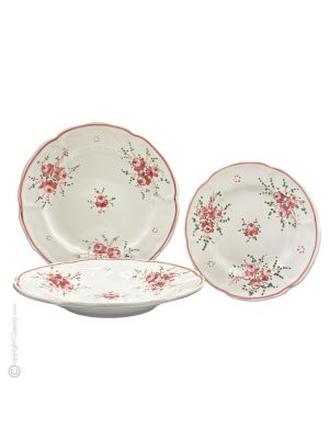 PIATTI ROSELLINE Collezione set servizio piatti stoviglie ceramica di Castelli fatto dipinto a mano Made in Italy