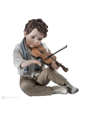 TAMINO - Musicista con violino in porcellana Capodimonte, fatti in Italia.