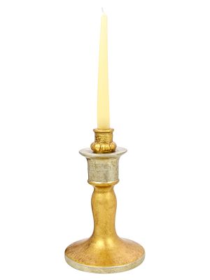 PORTACANDELE ORO Candeliere Ceramica Artistica Stile Barocco Foglia Oro 24k Made in Italy