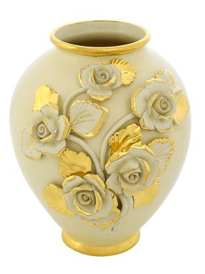 VASO BRIO ROSE Vaso Ceramica Creazioni Artistiche Stile Barocco Oro 24k Made in Italy