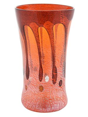 VASO GOCCIA autentico vetro soffiato di Murano con Murrine e foglia argento 925 fatto a mano Made Italy