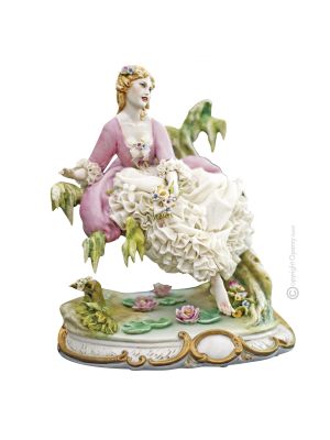 GENTILDONNA ALLO STAGNO Statuetta Statua Statuina Porcellana Capodimonte Fatto a Mano Made in Italy