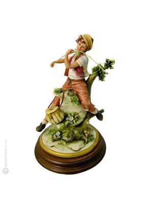 RAGAZZO PESCATORE Statuetta Statua Statuina Porcellana Capodimonte Fatto a Mano Made in Italy