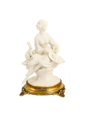 GENTILDONNA BIANCO Statuetta Statua Statuina Porcellana Capodimonte Fatto a Mano Made in Italy