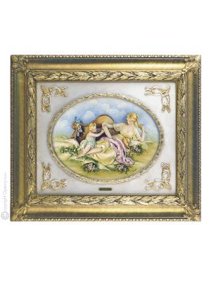 SCENA PASTORALE MADRE CON BAMBINO Quadro Bassorilievo Porcellana Capodimonte Made in Italy