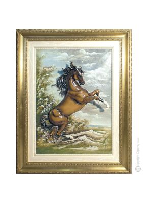 CAVALLO RAMPANTE Quadro Bassorilievo Porcellana Capodimonte Made in Italy