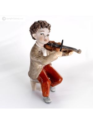 VITO Statuetta musicista con violino, eleganza d’arte pura italiana.