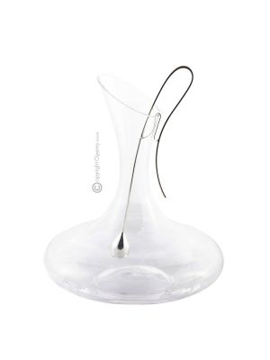 DECANTATORE CON INFUSORE ARGENTO Caraffa Vino Acqua in Elegante Combinazione di Cristallo e Argento Placcato Martellato a Mano Speciale Placcatura Antiossidazione Made in Italy *1,5l