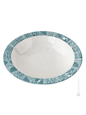 GEOMETRICO centrotavola piatto ceramica artistica piemontese fatta e decorata a mano autentica Made in Italy 