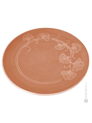 GIMGKO centrotavola piatto ceramica artistica piemontese fatta e decorata a mano autentica Made in Italy rosso