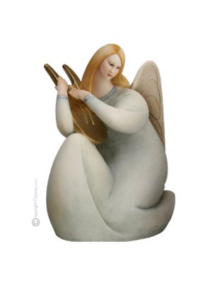 ANGELO CON CETRA Statuetta statuina figura porcellana Capodimonte fatto a mano Made in Italy