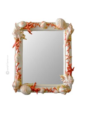 SPECCHIERA MARE E CONCHIGLIE Specchio decorativo ceramica artistica fatto a mano Made in Italy