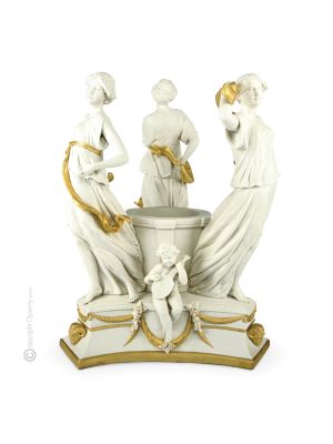 DANZA INTORNO AL POZZO Statuetta statuina figura porcellana Capodimonte fatto a mano Made in Italy