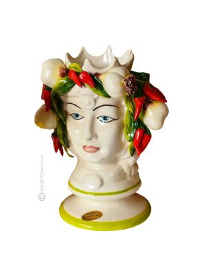 TESTA DI MORO FEMMINILE Cachepot e decorazione da tavolo centrotavola ceramica artistica