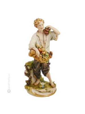 VENDITORE DI FRUTTA Statuetta statuina figura porcellana Capodimonte fatto a mano Made in Italy