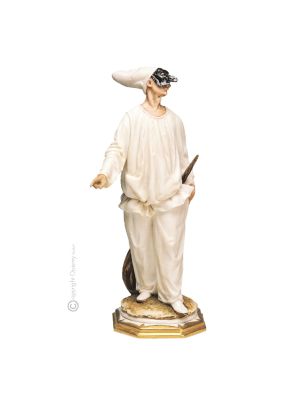 PULCINELLA Statuetta statuina figura porcellana Capodimonte fatto a mano Made in Italy